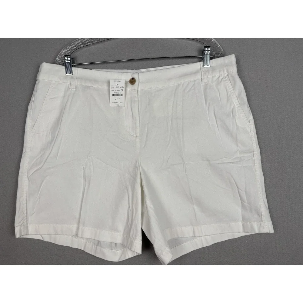 J‎ Crew Chino Shorts Womens 16 White 7 Inseam Twill Cotton Summer Casual NWT